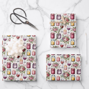 Elegant wine candles tiled pattern  wrapping paper sheet