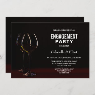 Elegant Wine Glass Engagement Party Invitation