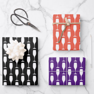 Elegant wine glass silhouette custom colour wrapping paper sheet