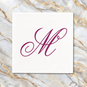 Elegant Wine Monogram Initial Napkin