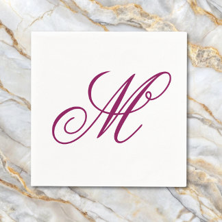 Elegant Wine Monogram Initial Napkin