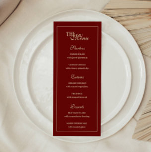 Elegant Wine Red Script Monogram Wedding Menu