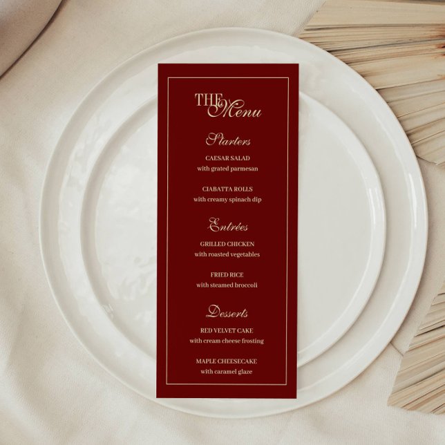 Elegant Wine Red Script Monogram Wedding Menu (Creator Uploaded)