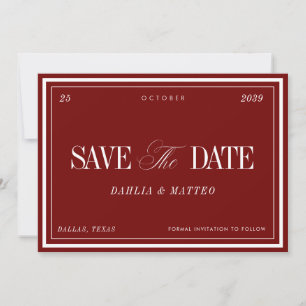 Elegant Wine Red Vintage Retro Old Money Wedding Save The Date