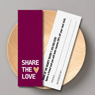 Elegant Wine Red White Gold Heart Referral Card