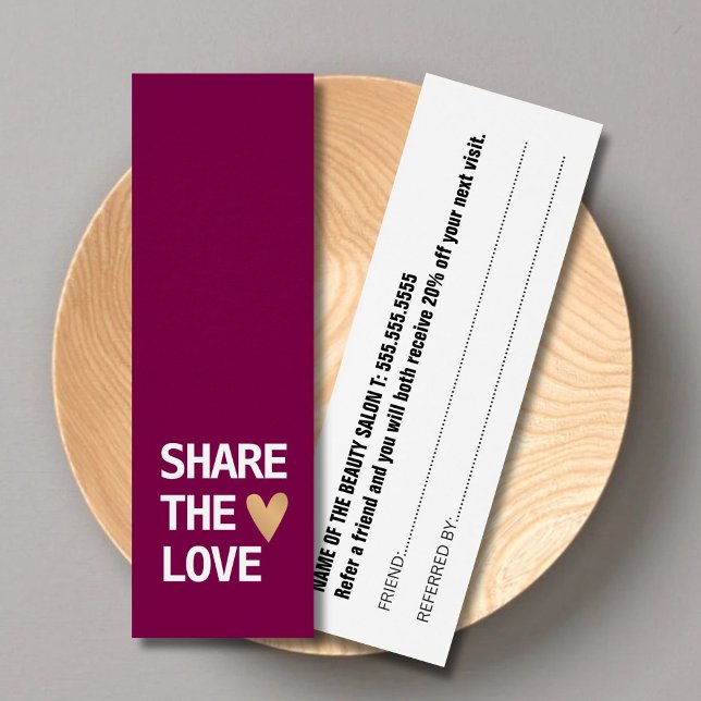 Elegant Wine Red White Gold Heart Referral Card (Creator Uploaded)