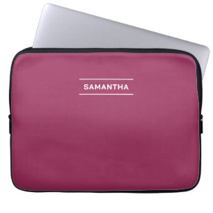 Elegant Wine Red with Name Laptop Sleeve