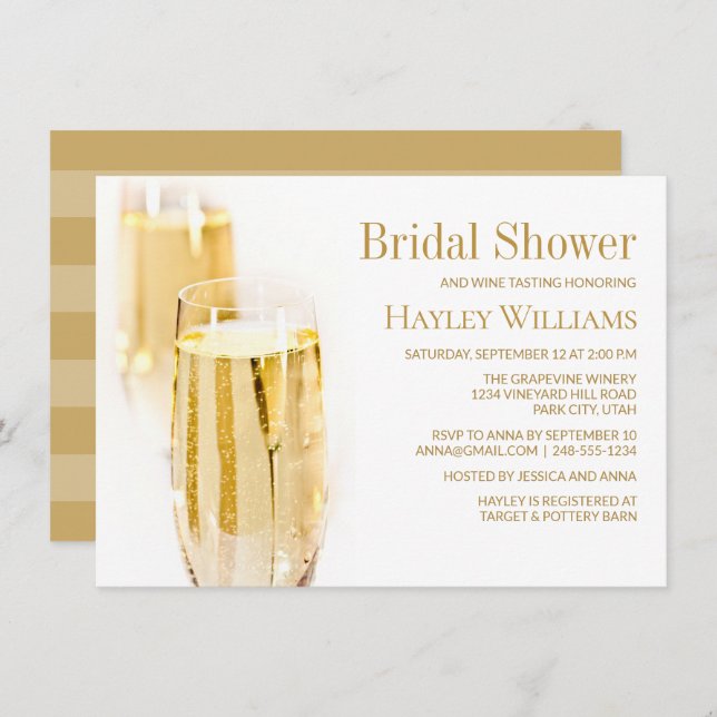 Elegant Wine Tasting Bridal Shower Invitation (Front/Back)