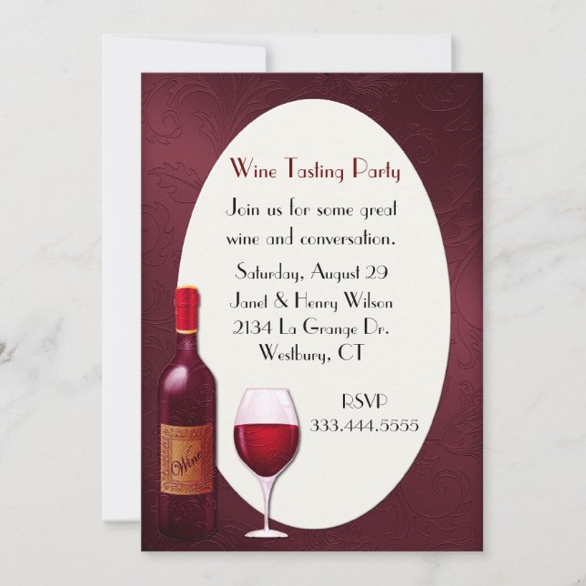 Elegant Wine Tasting Party Invitation (Front)