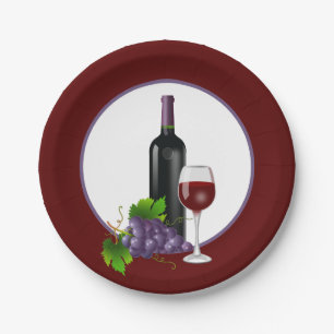 Elegant wine tasting party paper plate