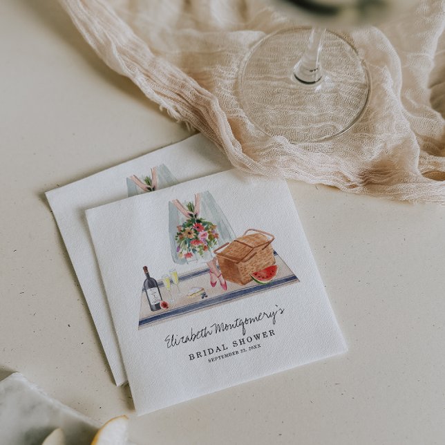 Elegant Wine Tasting | Picnic Bridal Shower Napkin (Creator Uploaded)