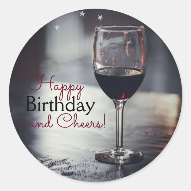 Elegant Wine-Themed Birthday Stickers (Front)