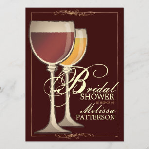 Elegant Wine Themed Bridal Shower Invitation
