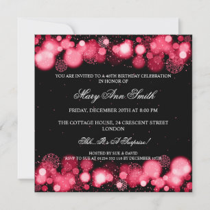 Elegant Winter 40th Birthday Party Red Invitation