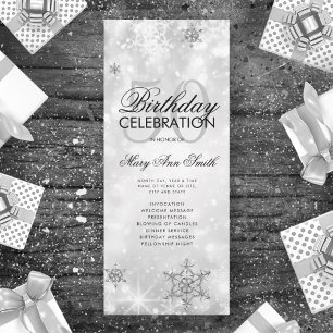Elegant Winter 50th Birthday Program Silver Menu