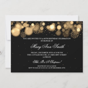 Elegant Winter 60th Birthday Party Gold Invitation