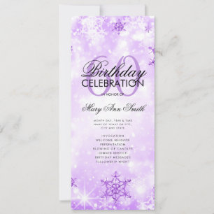 Elegant Winter 60th Birthday Program Purple Menu