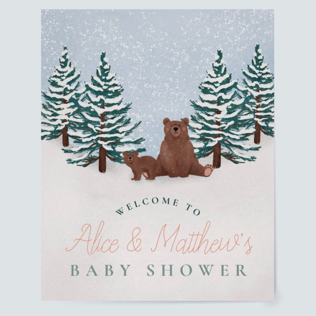 Elegant Winter Bear Baby Shower Welcome Sign (Creator Uploaded)