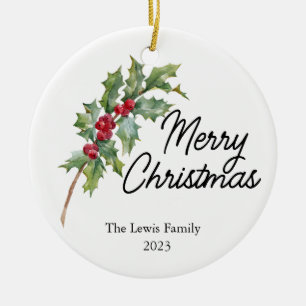 Elegant Winter Berries Holiday Party  Ceramic Ornament