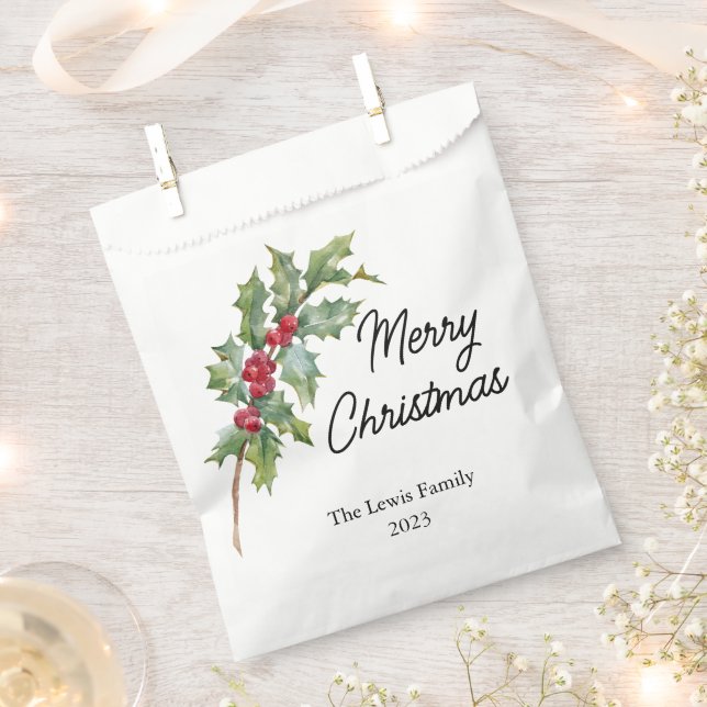 Elegant Winter Berries Holiday Party  Favour Bag (Clipped)