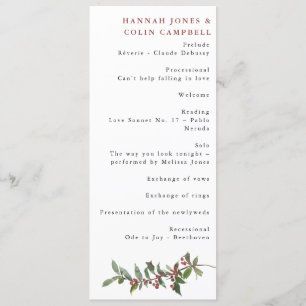 Elegant Winter Berries Red Green Watercolor Program