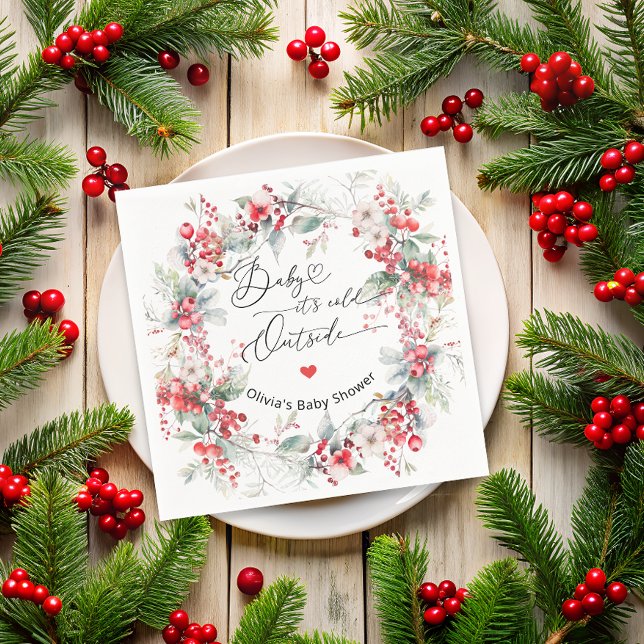 Elegant Winter Berry Baby Shower Napkin (Creator Uploaded)