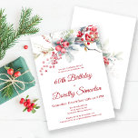 Elegant Winter Berry Botanical 60th Birthday Invitation<br><div class="desc">Invite your guests to a special winter birthday party with this elegant red berry and sage green foliage floral design. Deep red berries are nestled in leaves and branches. Red text adds to the festive mood. This item is part of the Winter Berry Collection. It contains templates you can use...</div>
