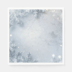 Elegant Winter Birthday Cocktail Napkins Snow