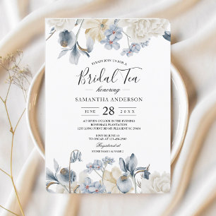 Elegant Winter Blue And White Flowers Invitation