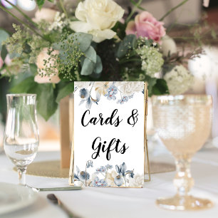 Elegant Winter Blue And White Flowers Poster