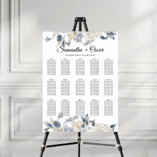 Elegant Winter Blue And White Flowers Poster