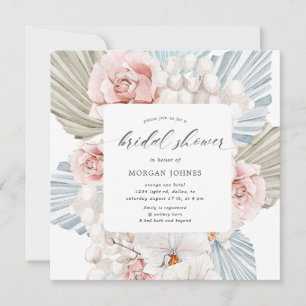 elegant winter blue bohemian floral Bridal Shower 