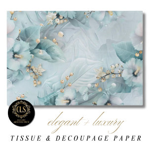 Elegant Winter Blue Florals Luxe Aesthetics Tissue Paper