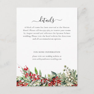 Elegant Winter Botanical Christmas Holiday Wedding Enclosure Card