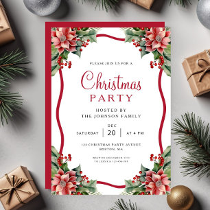 Elegant Winter Botanical Christmas Party Invitation