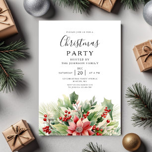 Elegant Winter Botanical Christmas Party  Invitation
