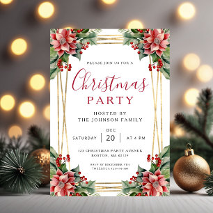 Elegant Winter Botanical Christmas Party Invitation
