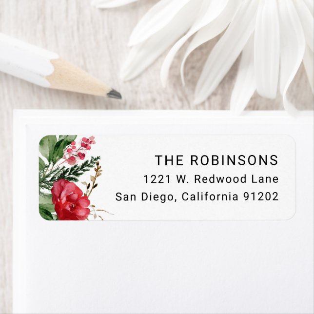 Elegant Winter Botanical Foliage Return Address Label (Insitu)