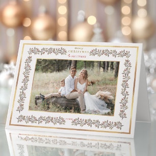 Elegant Winter Botanical One Photo Holiday Card