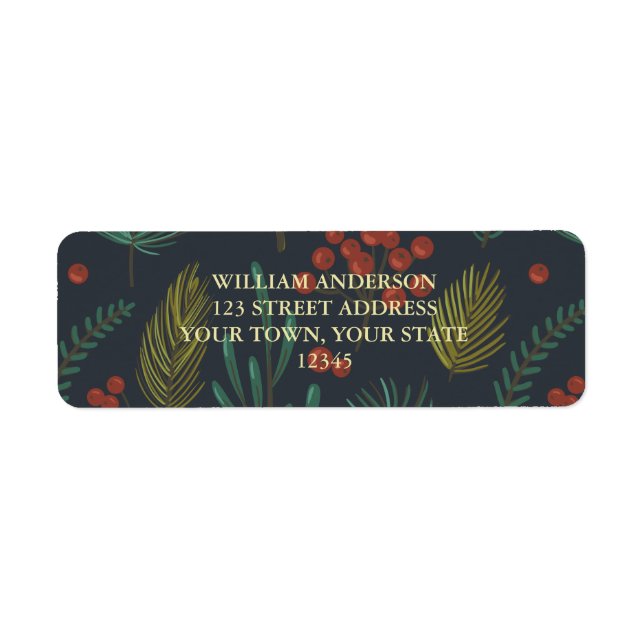 Elegant Winter Botanical  Return Address Label (Front)