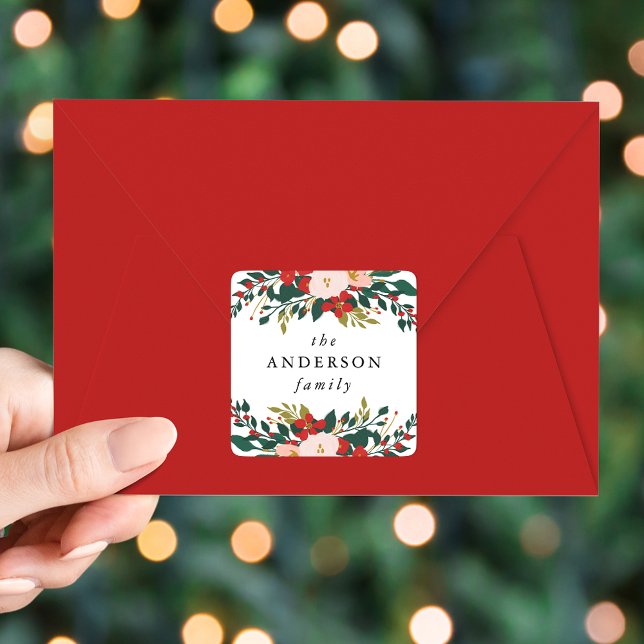 Elegant Winter Botanicals Holiday Square Sticker (Creator Uploaded)