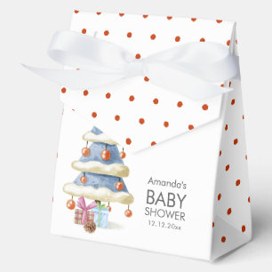 Elegant Winter Bow Christmas Tree Baby Shower Favour Box