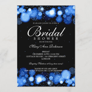 Elegant Winter Bridal Shower Blue Lights Invitation