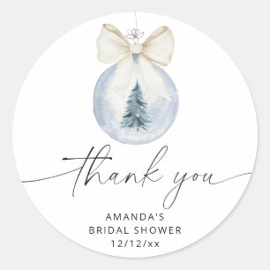 Elegant winter bridal shower  classic round sticker