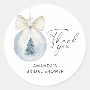 Elegant winter bridal shower  classic round sticker