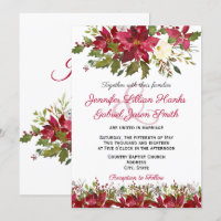 Elegant Winter Burgundy Poinsettia floral wedding