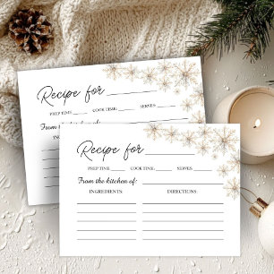 Elegant Winter Christmas Bridal Shower Recipe Card