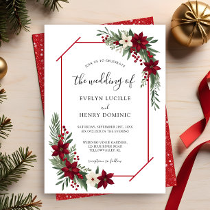 Elegant Winter Christmas Floral Wedding Invitation