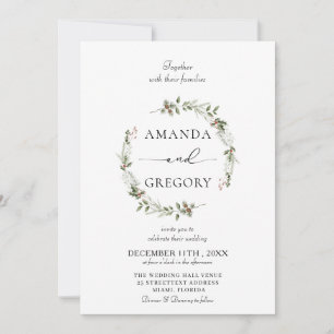 Elegant Winter Christmas holiday Wedding  Invitation