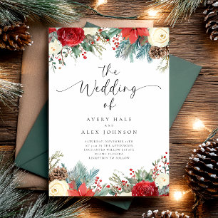 Elegant Winter Christmas Holiday Wedding Invitation